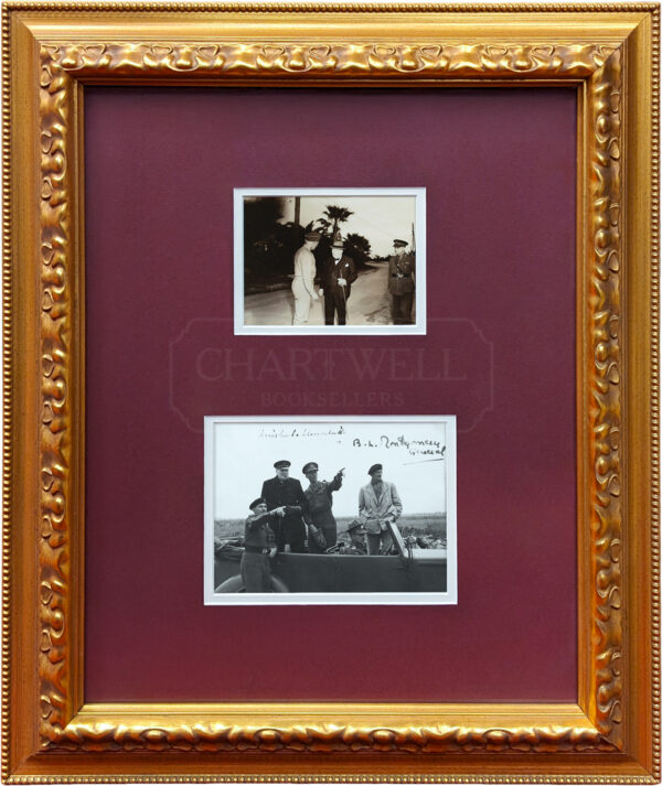 Product image: FRAMED WORLD WAR II NORMANDY SNAPSHOT PHOTOGRAPH SIGNED BY WINSTON CHURCHILL AND GENERAL MONTGOMERY